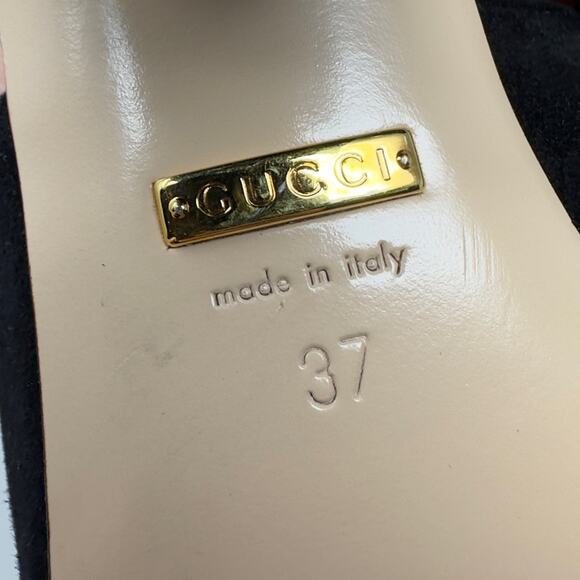 Gucci GG Marmont Black Suede Fringe Mules Sandals Size 37 - Picture 9 of 9